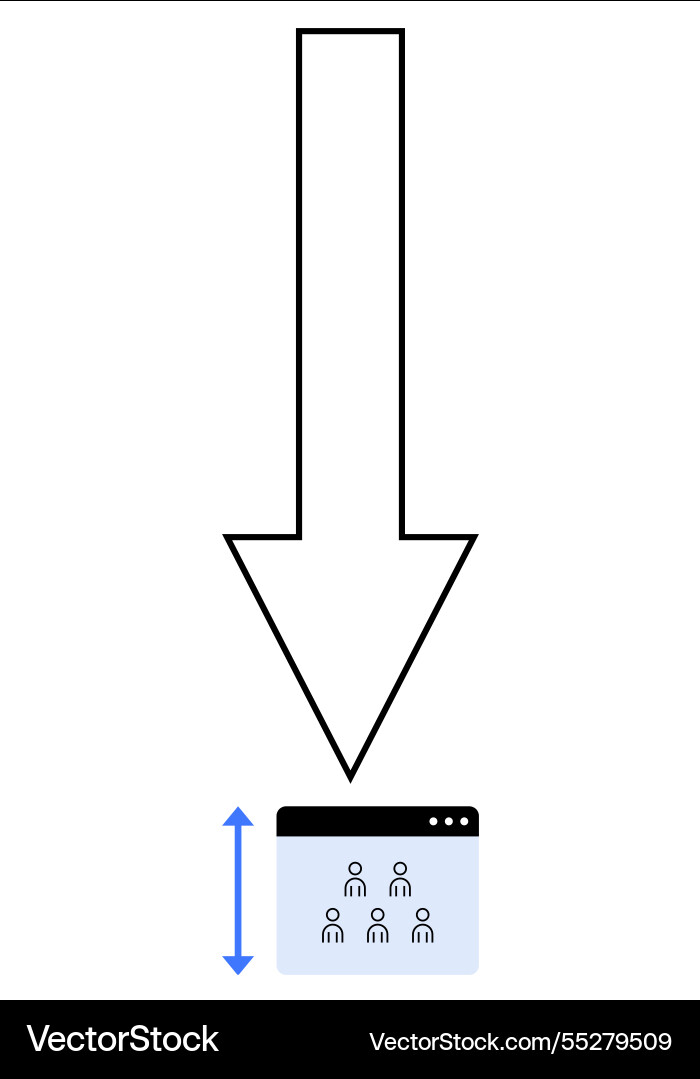 Downward arrow pointing to web browser interface Downward arrow pointing to web browser interface Vector Image