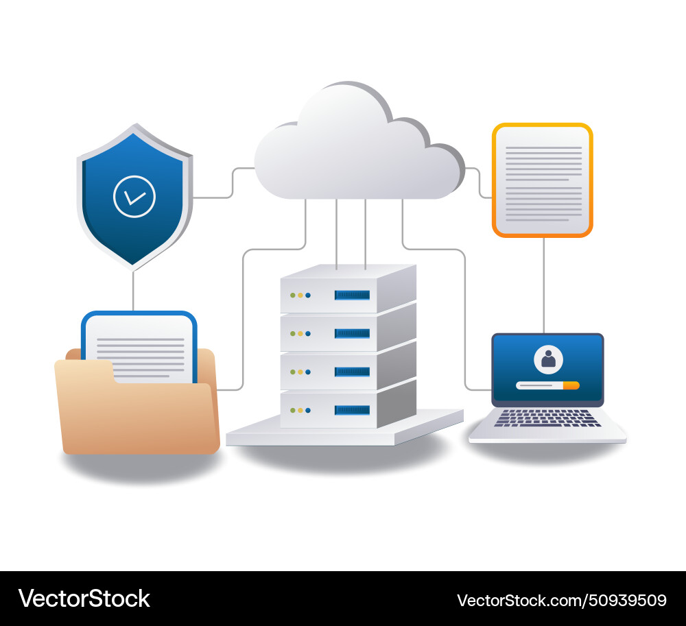 End point data security cloud server computer End point data security cloud server computer vector image