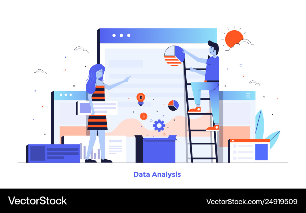 Flat color modern design - data analysis Flat color modern design - data analysis vector image