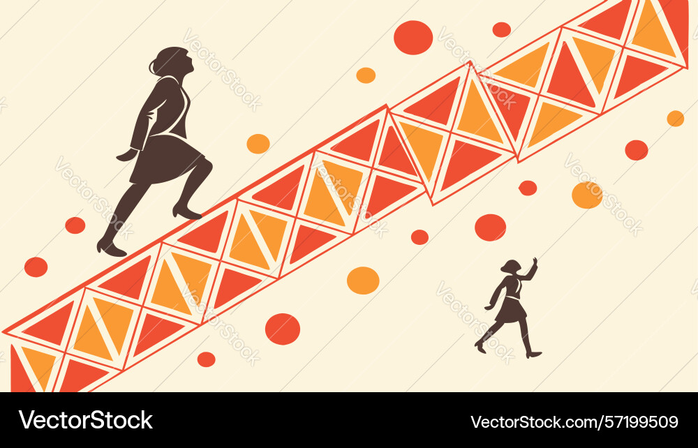 People on abstract zigzag path navigation vector image