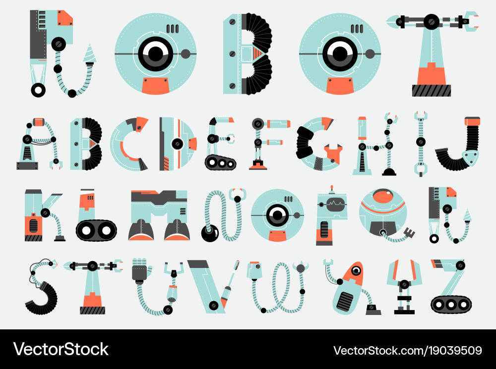 Sci-Fi Robot Alphabet Collection vector image