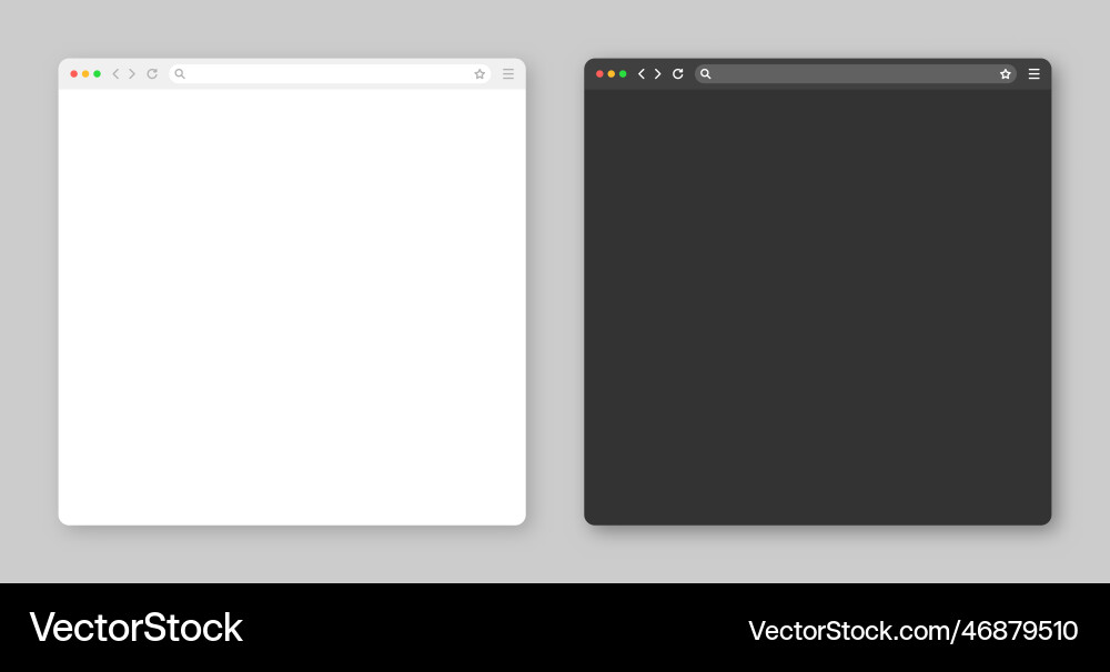 Blank web browser window with toolbar and search Blank web browser window with toolbar and search vector image
