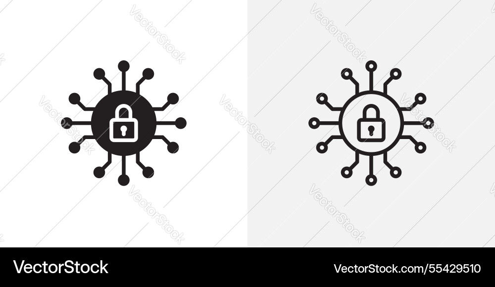 Cyber security icons pack for apps and ui ux vector image