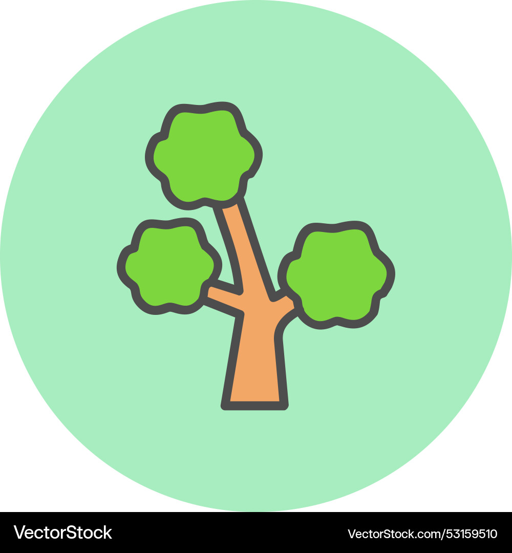 Tree line filled circle icon Vector Image