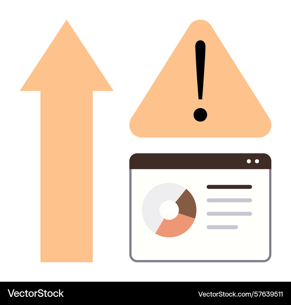 Alert notification with data dashboard and arrow Alert notification with data dashboard and arrow vector image