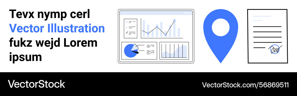 Analytics dashboard location pin and signed Analytics dashboard location pin and signed vector image