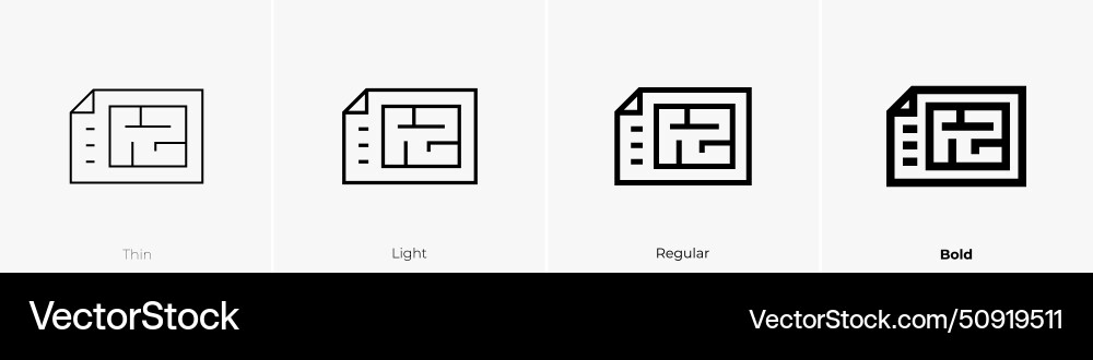 Blueprint icon thin light regular and bold style Blueprint icon thin light regular and bold style vector image