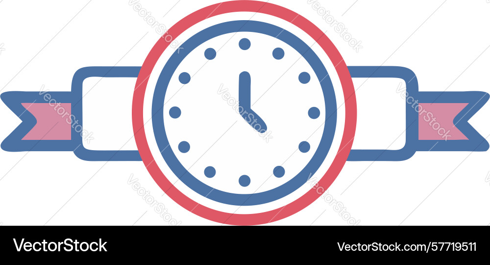 Clock with ribbon icon timelessness event Vector Image