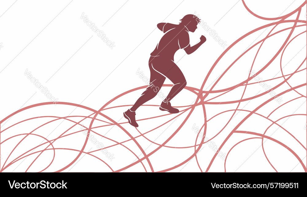 Energetic runner on flowing abstract paths Vector Image