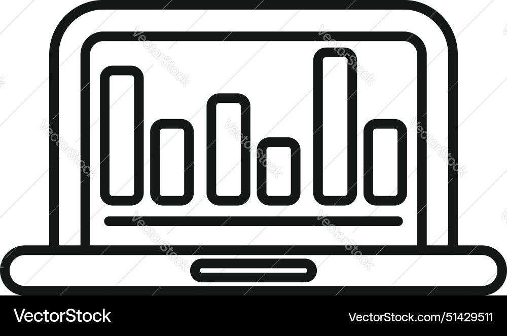 Laptop displaying bar graph icon Laptop displaying bar graph icon vector image