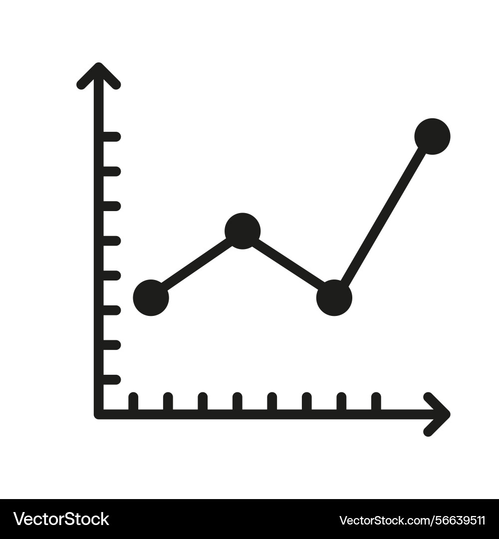 Line graph chart solid icon data analysis trend Vector Image