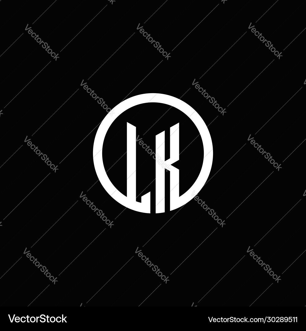 Lk monogram logo isolated with a rotating circle Vector Image