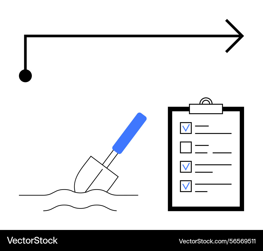 Project planning with workflow arrow trowel Project planning with workflow arrow trowel vector image