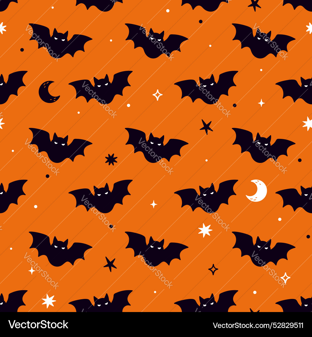 Seamless pattern with bats on an orange background Seamless pattern with bats on an orange background vector image