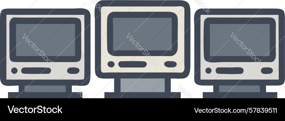 Three desktop computers set office technology Vector Image