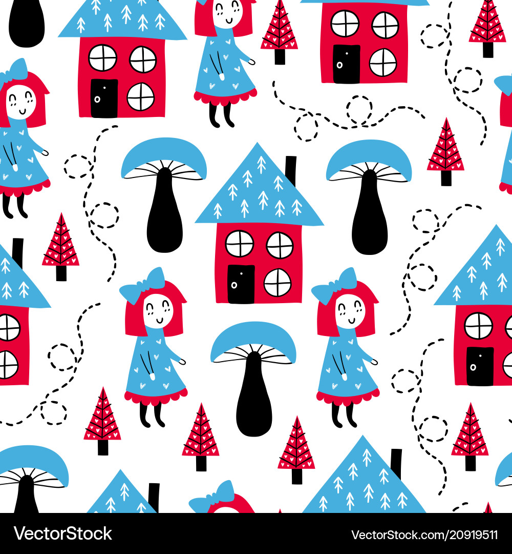 Whimsical Mushroom Forest Pattern vector image