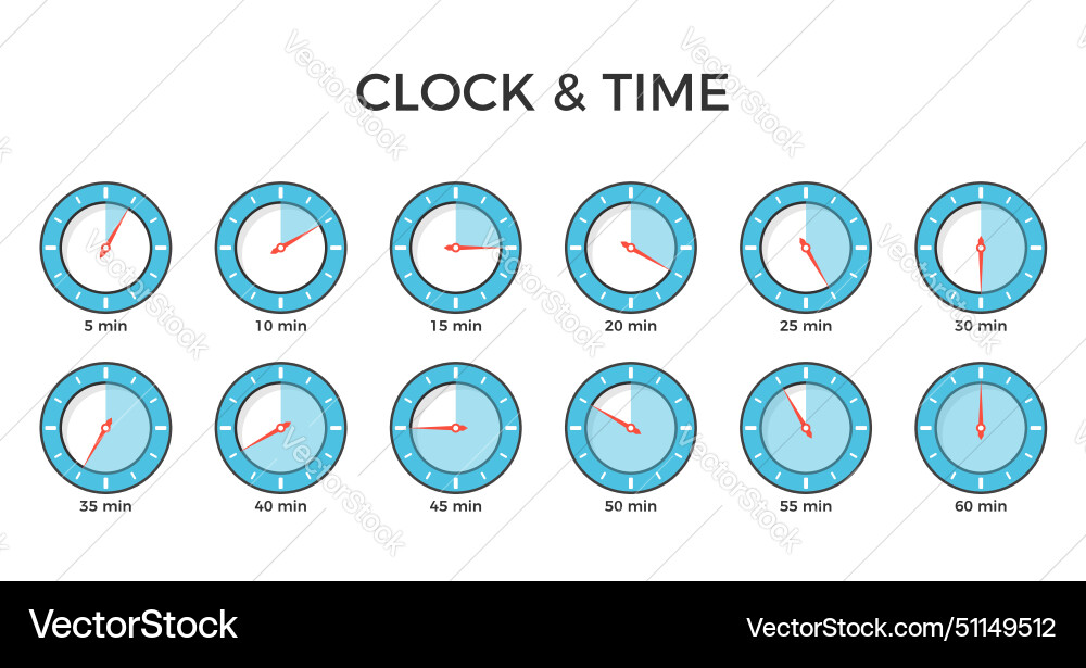 Clock Icons - Time Display Vector Image