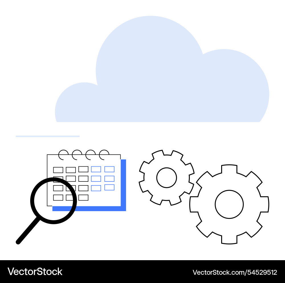 Cloud computing concept with calendar magnifying vector image