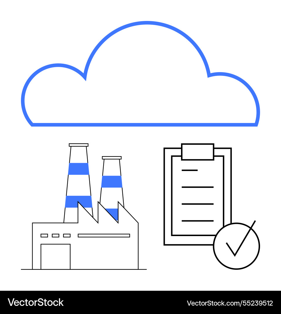 Cloud integration with factory management Vector Image