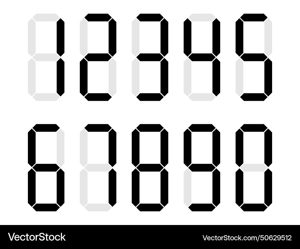 Digital clock numbers set electronic figures vector image