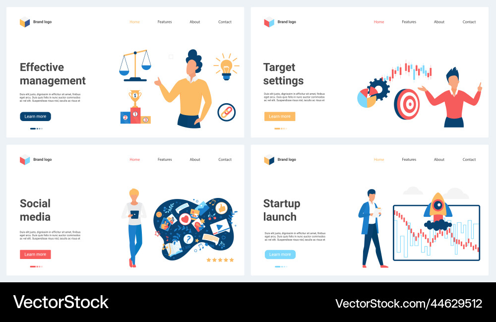 Effective management startup launch social media Vector Image