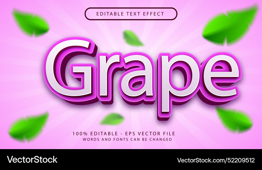 Grape 3d text effect and editable Grape 3d text effect and editable vector image