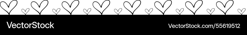 Heart border frame divider in horizontal line Heart border frame divider in horizontal line vector image
