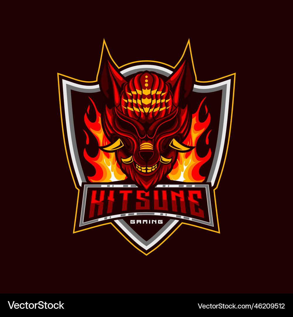 Kitsune Esports Logo - Mythical Fox Vector Image