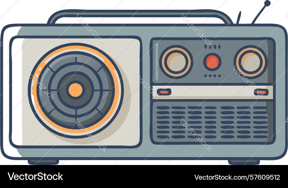 Old-fashioned transistor radio retro audio device Vector Image