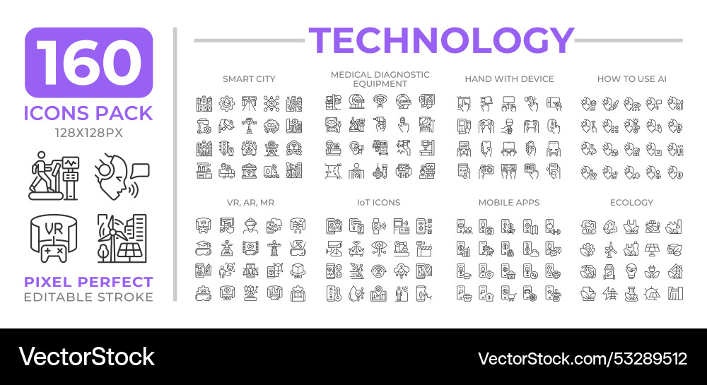 Technology line icons set collection Technology line icons set collection vector image