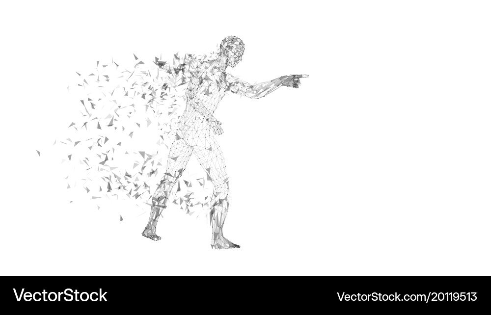 Conceptual abstract man touching or pointing vector image