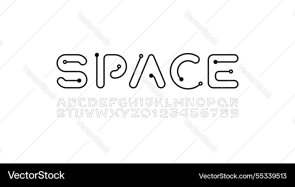 Digital alphabet font letters and numbers Digital alphabet font letters and numbers vector image