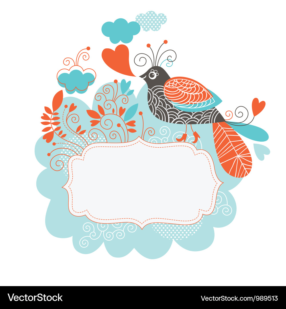 Floral Bird Frame - Celebration Vector Image
