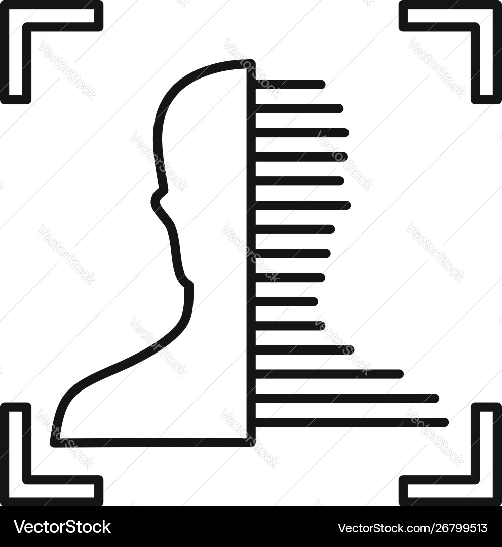 Half face scan icon outline style Half face scan icon outline style Vector Image