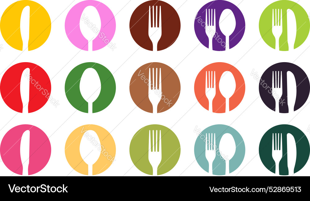 Icons of kitchen cutlery utensil symbols Icons of kitchen cutlery utensil symbols vector image