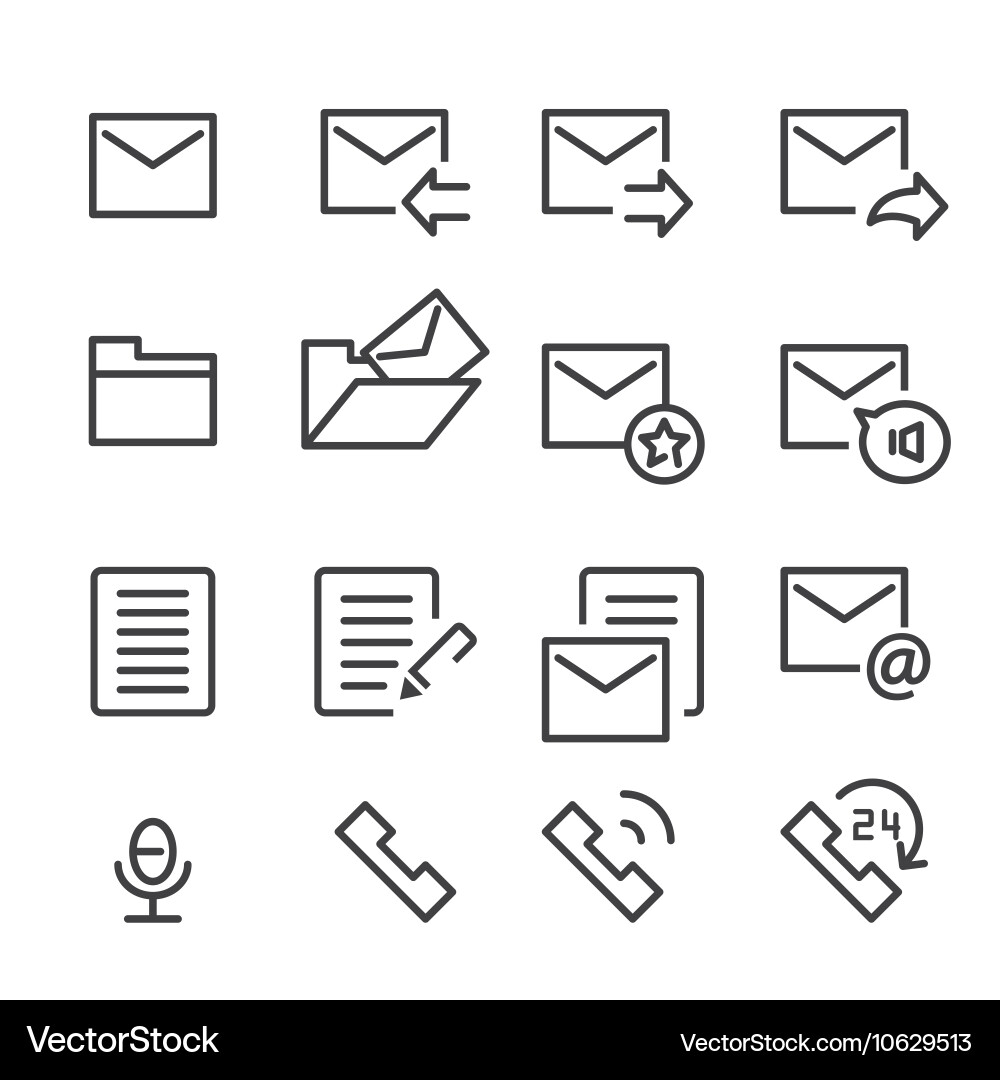 Mail and Call Icons - Line Style vector image