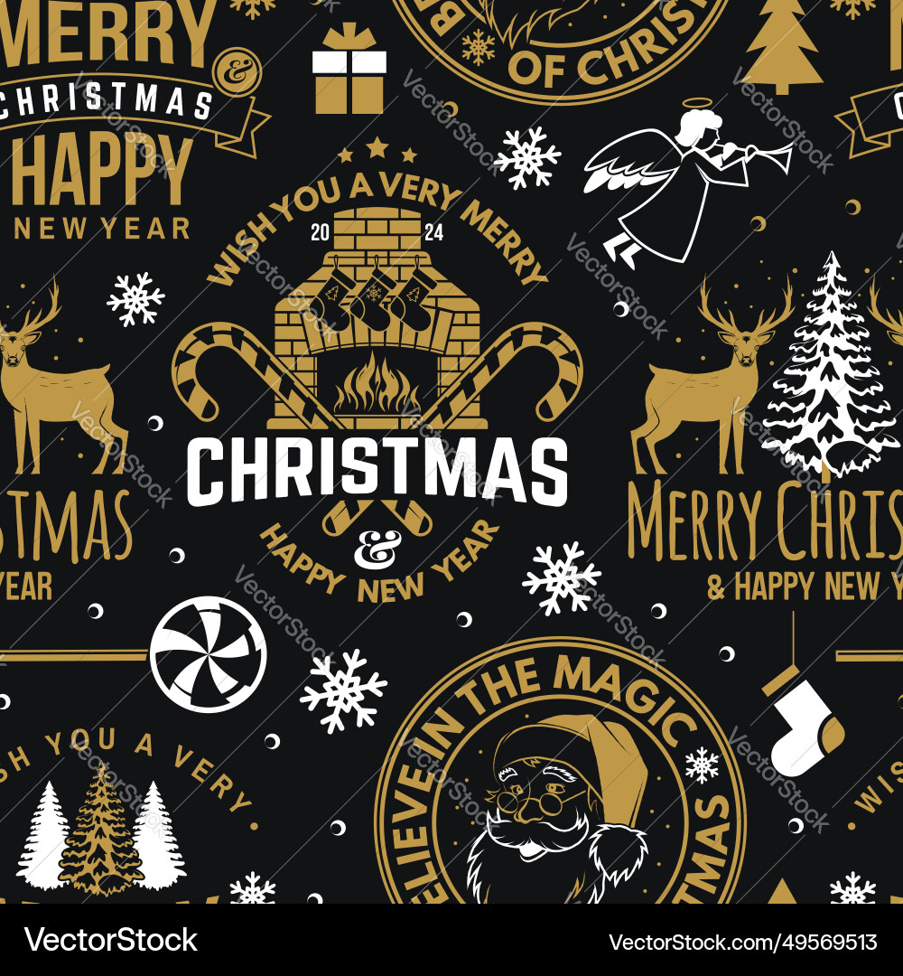 Merry christmas and happy new year seamless vector image