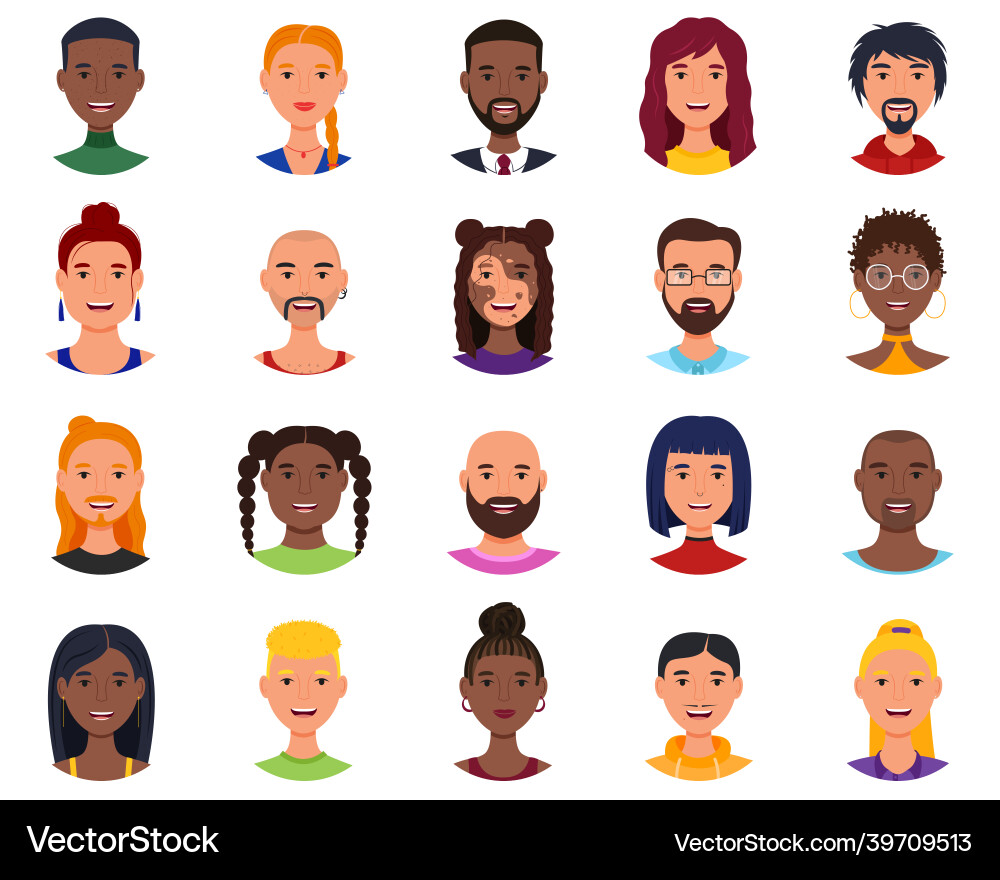 Set of avatars smiling people men and women Set of avatars smiling people men and women vector image