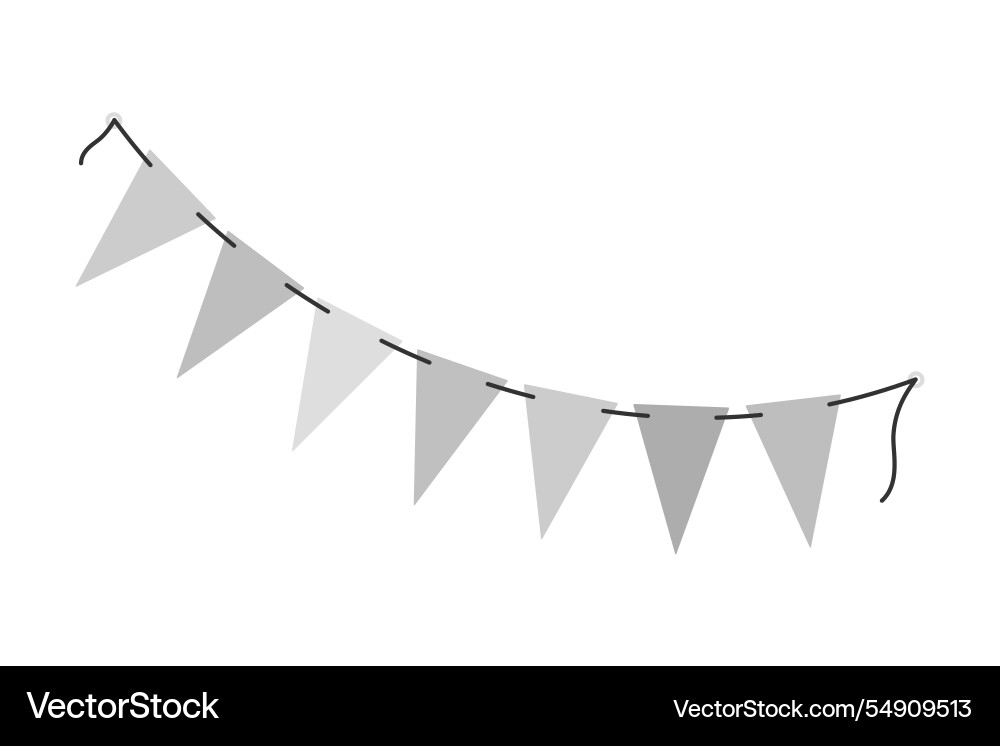 Triangular pennant garland on string in grayscale Triangular pennant garland on string in grayscale vector image