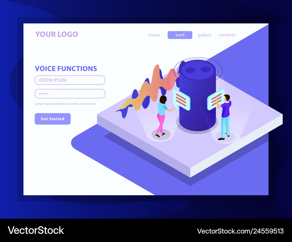 Voice functions isometric composition vector image