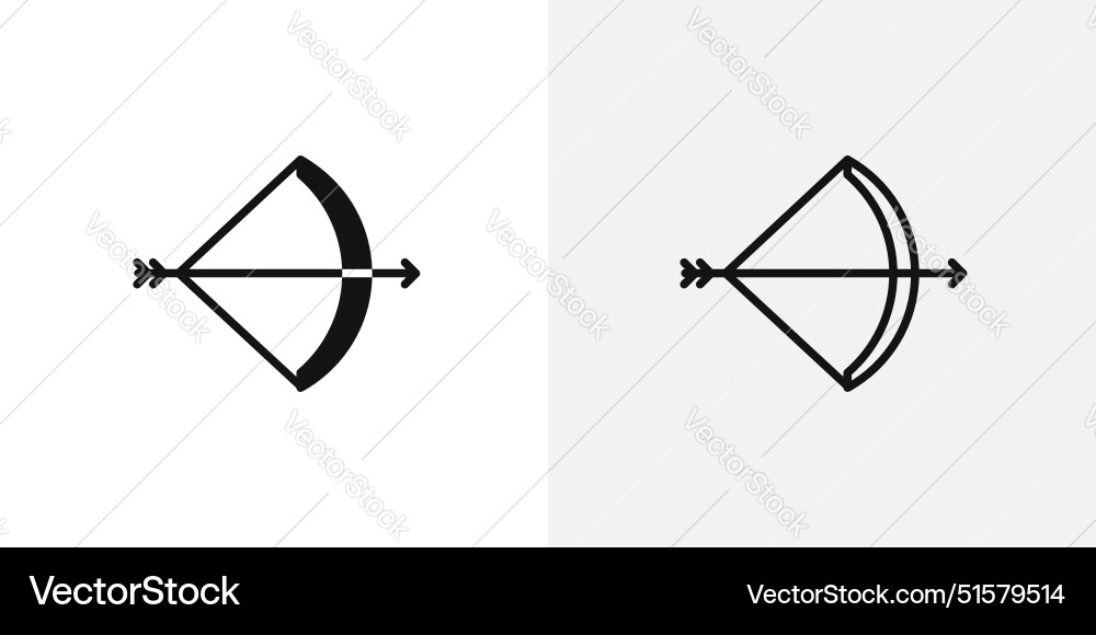 Bow arrow icon in solid and outline styles Bow arrow icon in solid and outline styles vector image