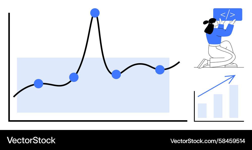 Data Analysis Graph with Coding Icon Vector Image