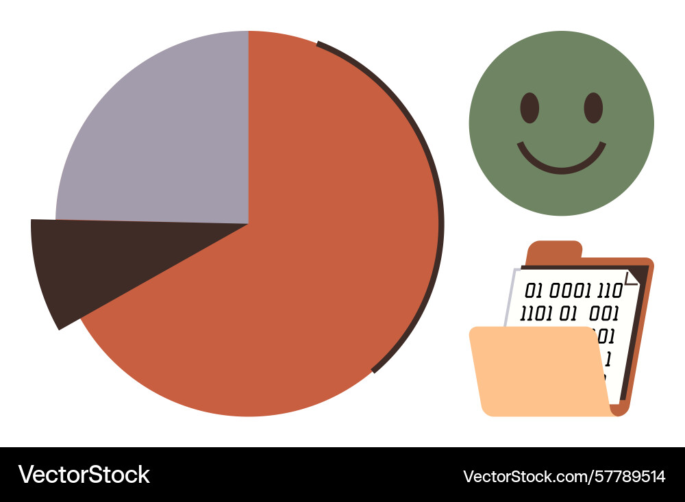Data analysis with pie chart binary file Data analysis with pie chart binary file Vector Image