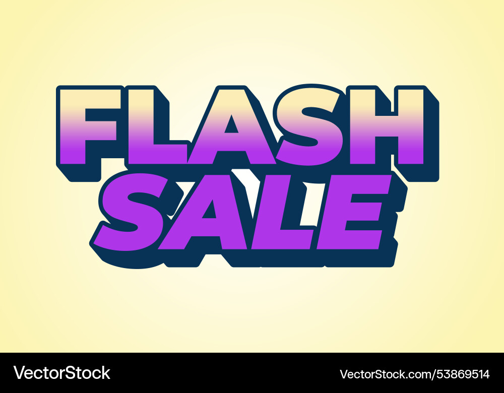 Flash sale text effect in 3d style with calm Flash sale text effect in 3d style with calm Vector Image