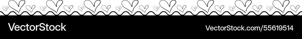 Heart border frame divider in horizontal line vector image