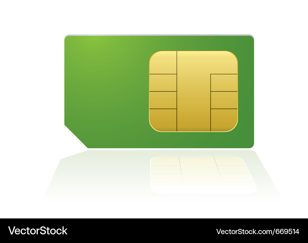Modern mobile or cell phone sim with reflection Vector Image