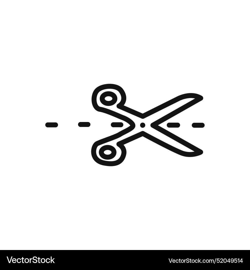 Scissors with cut lines icon linear graphics sign Scissors with cut lines icon linear graphics sign Vector Image
