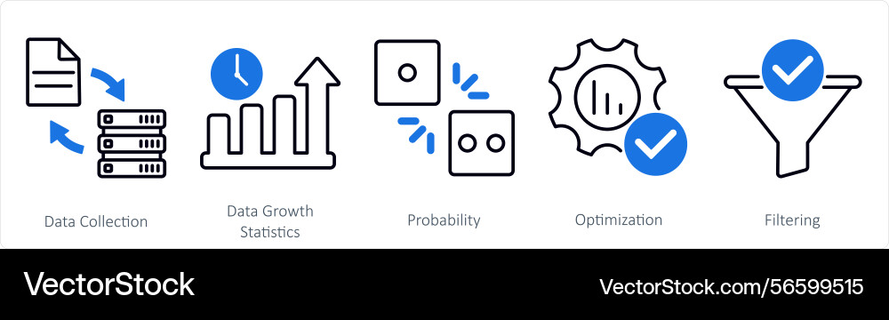 A set of 5 statistics icons as data collection Vector Image