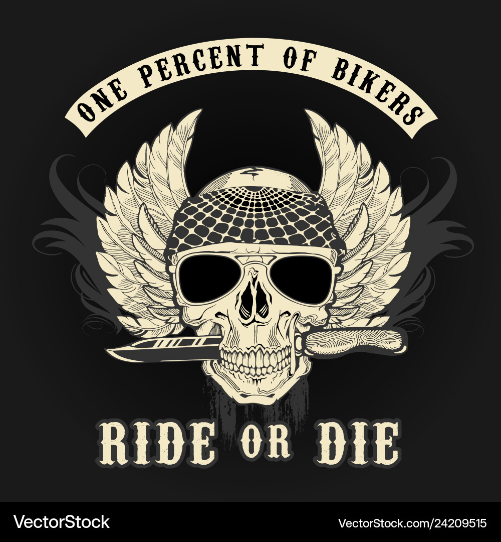 Biker Skull with Knife - Dark Ride Vector Image