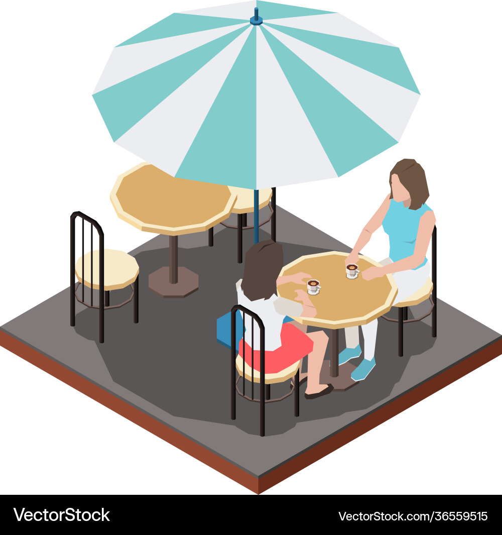 Cafe umbrella terrace composition Cafe umbrella terrace composition vector image